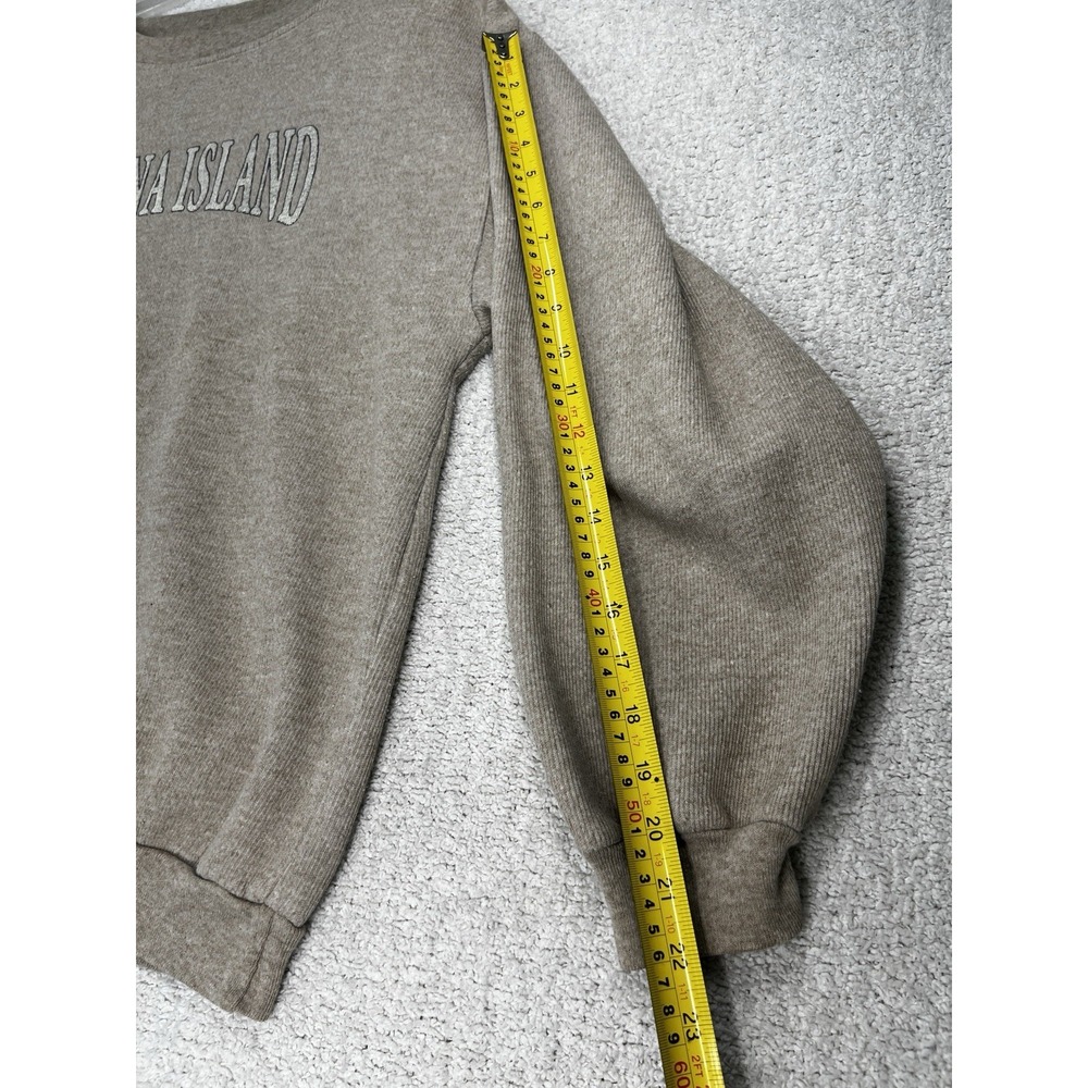 Sun Triangle Sweatshirt Mens L Catalina Island Ribbed Tan Beige Made in USA VTG - Picture 12 of 16